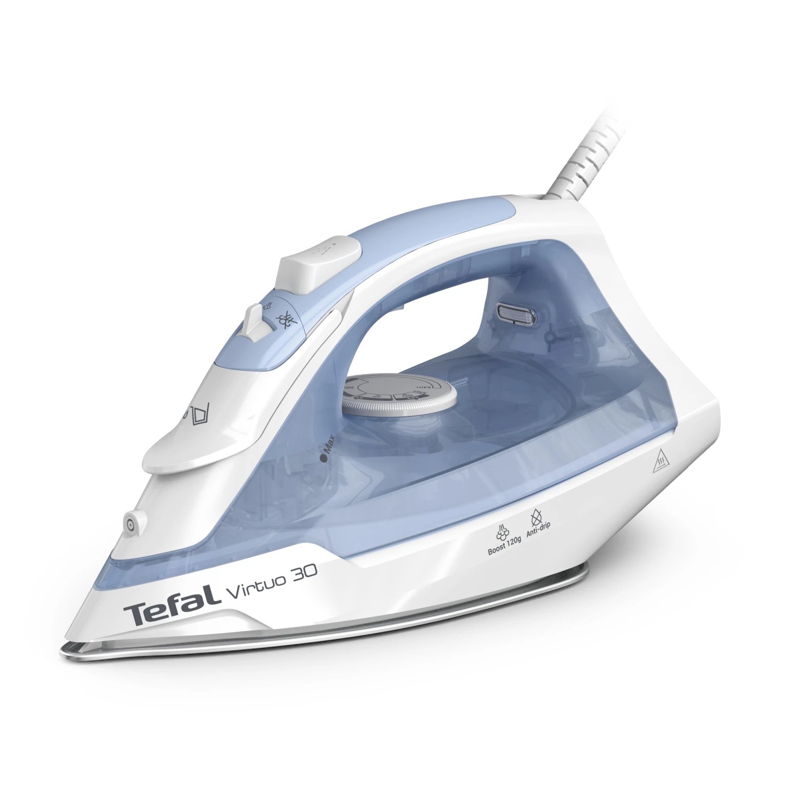 Plancha Plancha de vapor TEFAL FV2C41E0  | Suela de cerámica, Vapor continuo Golpe de vapor 120 g/min, AZ, Blanco