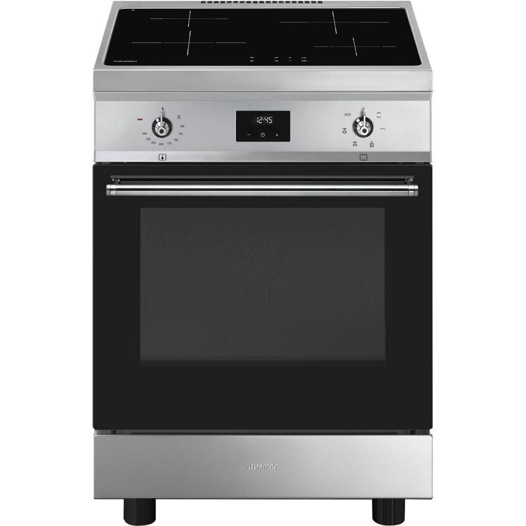 Smeg - Cocina de inducción Sinfonia C6IMXT2 de 60 cm con 4 zonas de cocción, horno ventilado y limpieza Vapor Clean en acero inoxidable