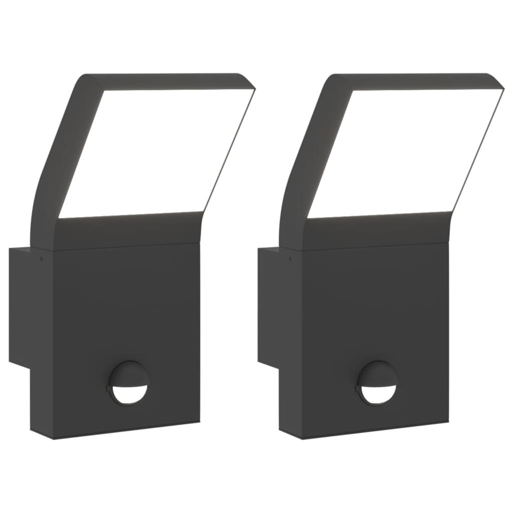 vidaXL Lámparas de pared LED exterior con sensor 2 uds aluminio Color Blanco,  Negro, y mas