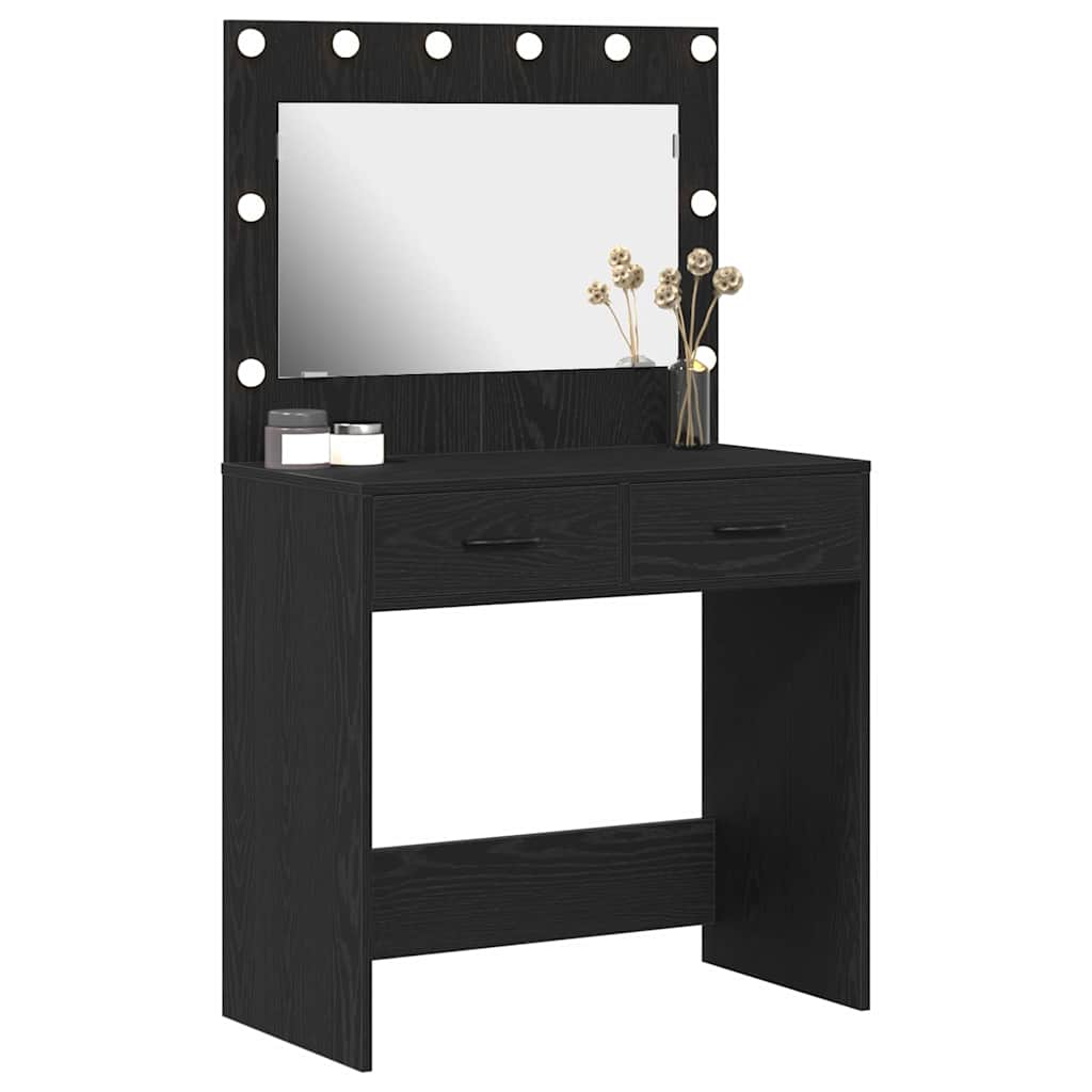 vidaXL Mesa de Tocador con cajón Roble negro 78.5 x 41 x 135 cm
