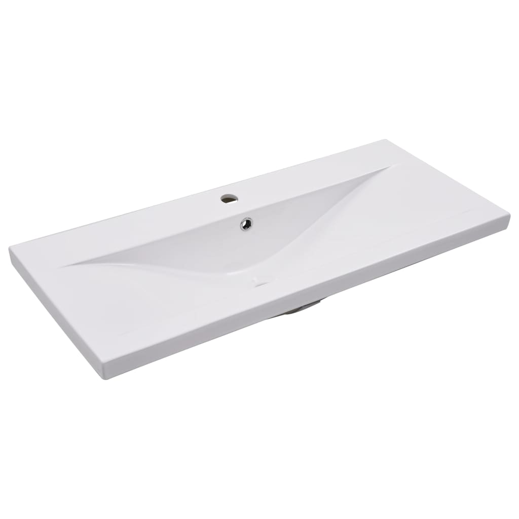 vidaXL Lavabo encastrado de cerámica blanco