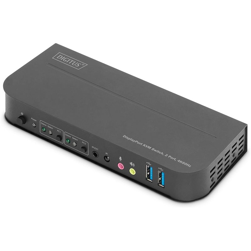 Digitus Conmutador Kvm 2 Puertos 4K60Hz 2 Entradas Dp 1 Salida Dp/Hdmi