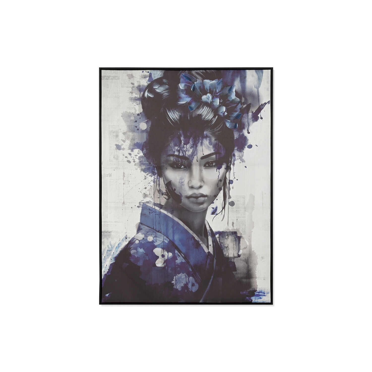 Cuadro lienzo ps 103x4x143 geisha enmarcado azul El mejor complemeto para tu hogar.