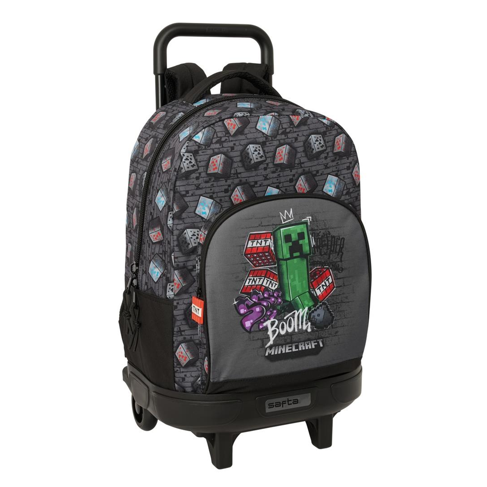 Mochila Grande con Ruedas Minecraft Extraible 33x45x22Cm (Safta 612631918)