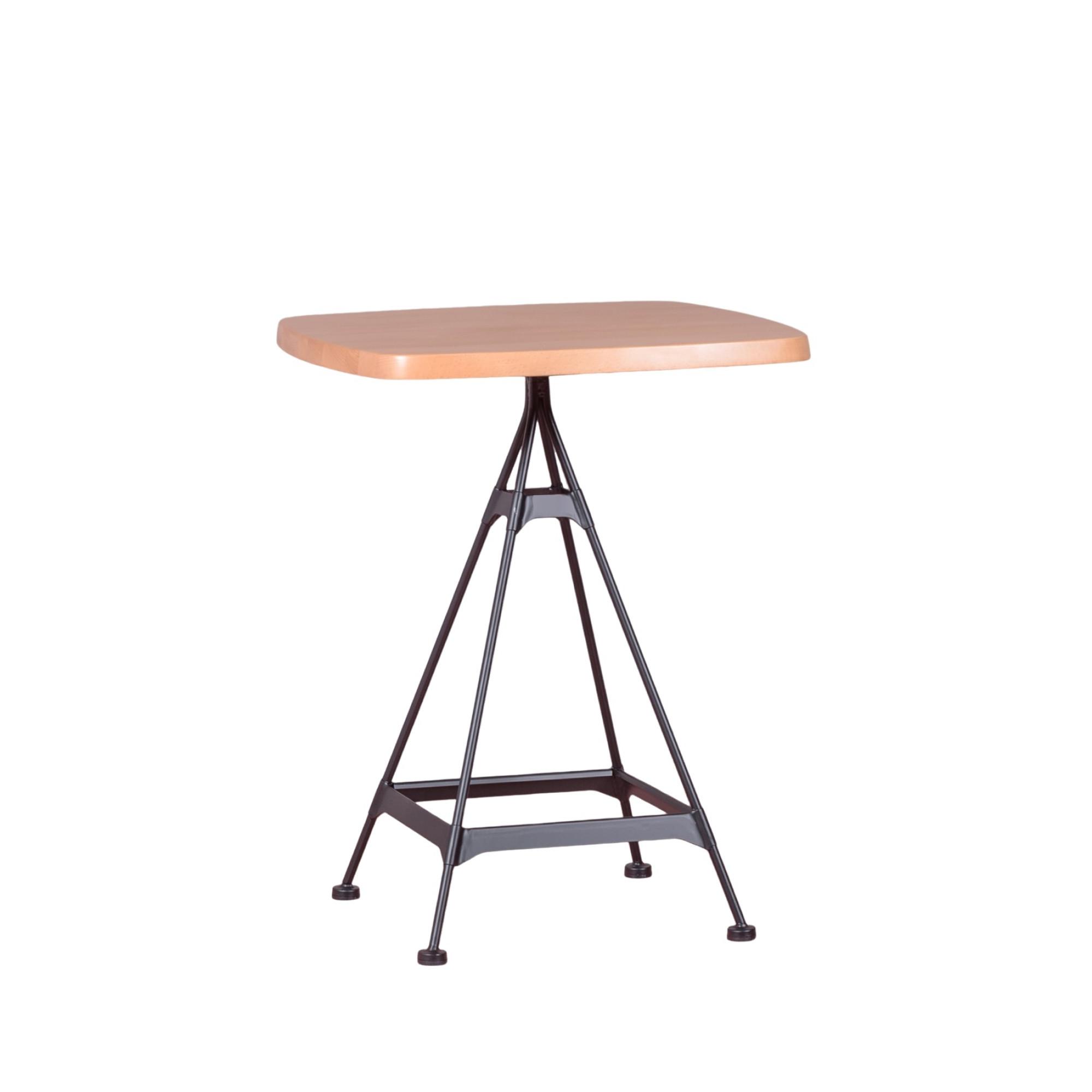 Nest Dream - Mesa alta industrial en madera de haya y acero lacado (60x60cm) - Amadeus