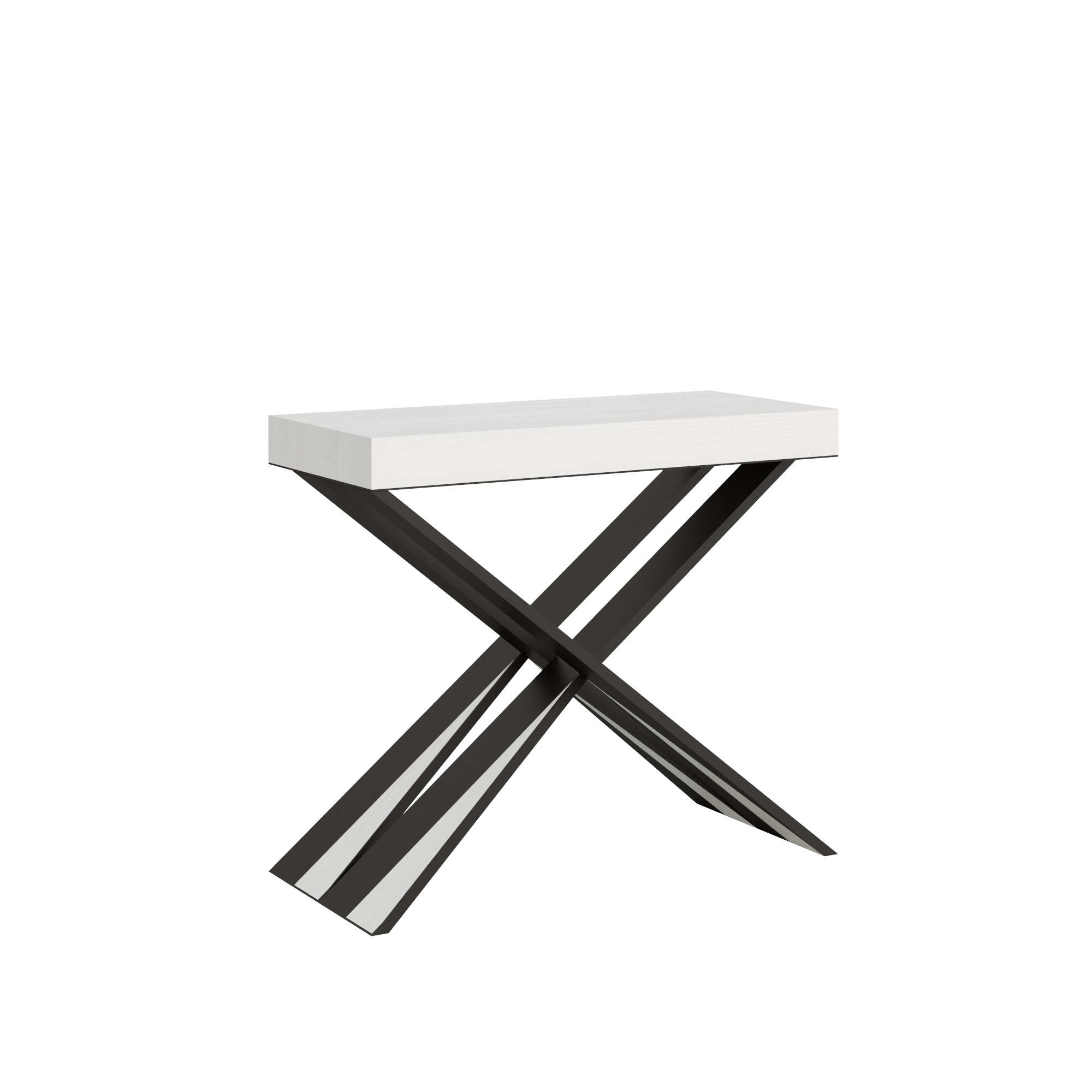 Consola extensible 90x40/300 cm Diago Premium Blanco Fresno Estructura Antracita - Itamoby