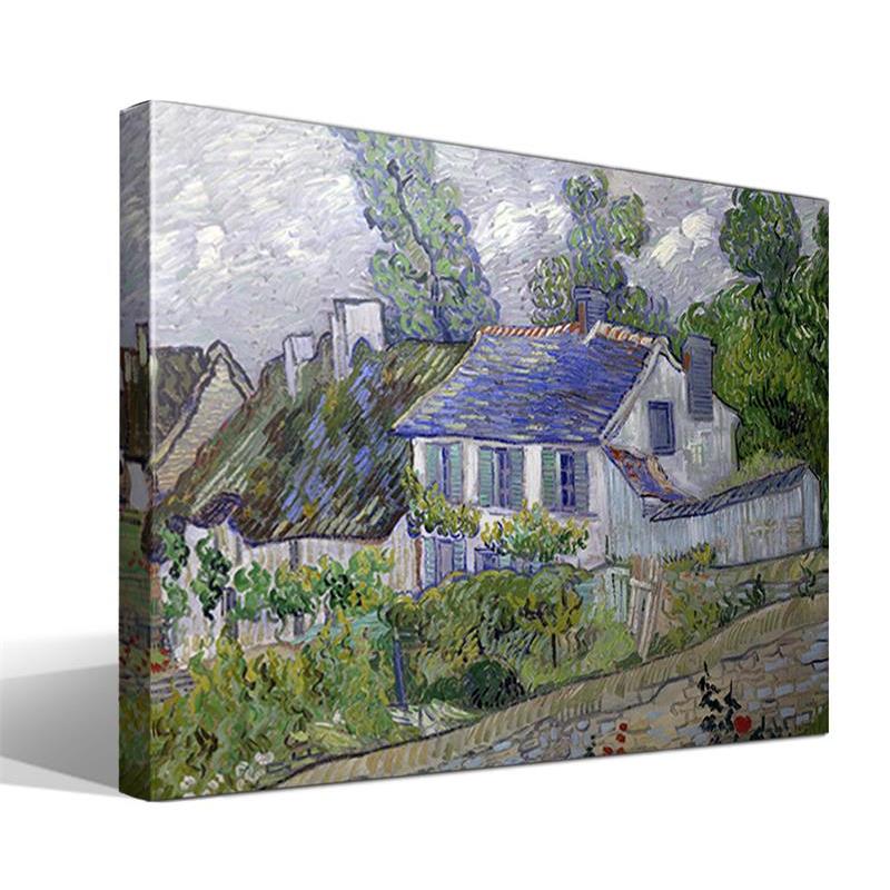 Cuadro Canvas Vincent Van Gogh Casas en Auvers - Alta Resolución - Lienzo 100% Algodón - Bastidor Madera 3x3cm - Calidad Superior