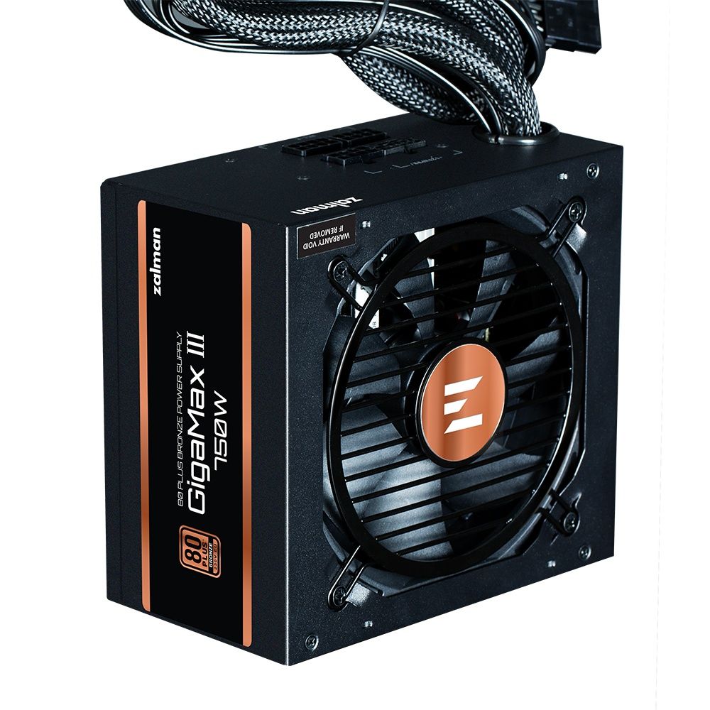 Zalman - Fuente de Alimentación para PC GigaMax III 750W semimodular con certificación 80 PLUS Bronze, refrigeración activa de 12 cm y protección integral contra sobretensiones, cortocircuitos y sobrecalentamiento