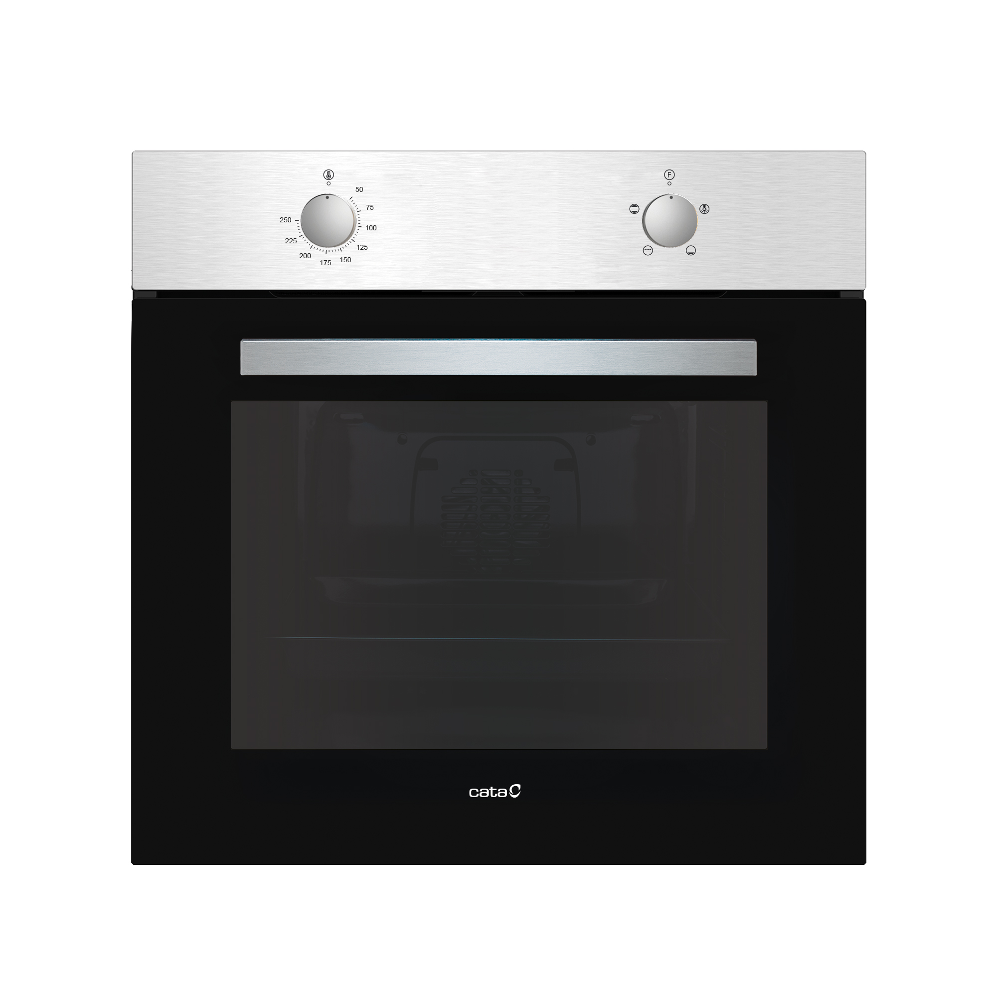 Cata Horno Estático Cocina SES 7004 X 5 Funciones Puerta Panorámica Full Glass Fácil Limpieza Iluminación Interior  Gran Capacidad 65 L Ancho 60 cm Acabado en Inox y Cristal Negro