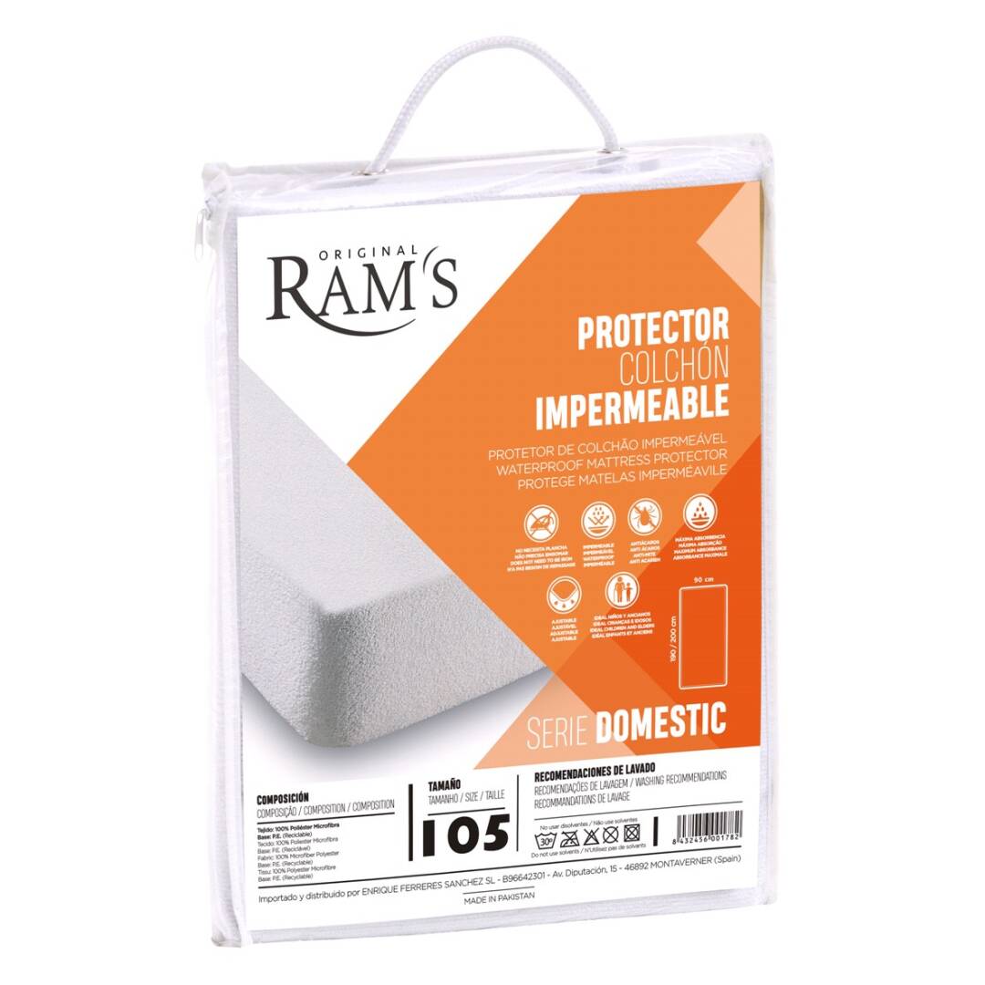 Plaza Tres Aguas - Protector colchon impermeable ajustable antiácaros transpirable 100% Microfibra de poliéster 80-150cm X190/200