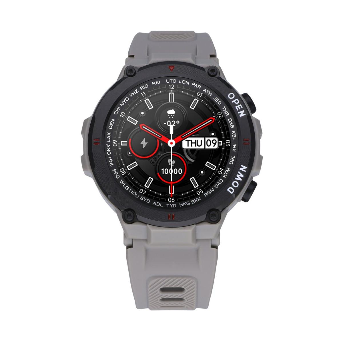 Smarts By Radiant Reloj Inteligente Watkins Green Mm Ipgrey Sili Grey 45,40 Mm Pulsera De Silicona Gris Con Cierre De Hebilla Normal Control De Ritmo Cardiaco, Sueño Y Modos Deportivos Compatible Con Android, Ios