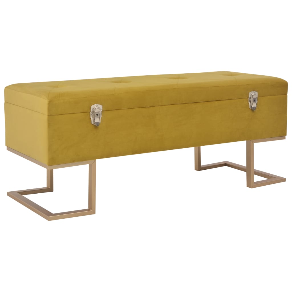 vidaXL Banco con compartimento 105 cm de terciopelo en color Beige/Gris/Mostaza y más