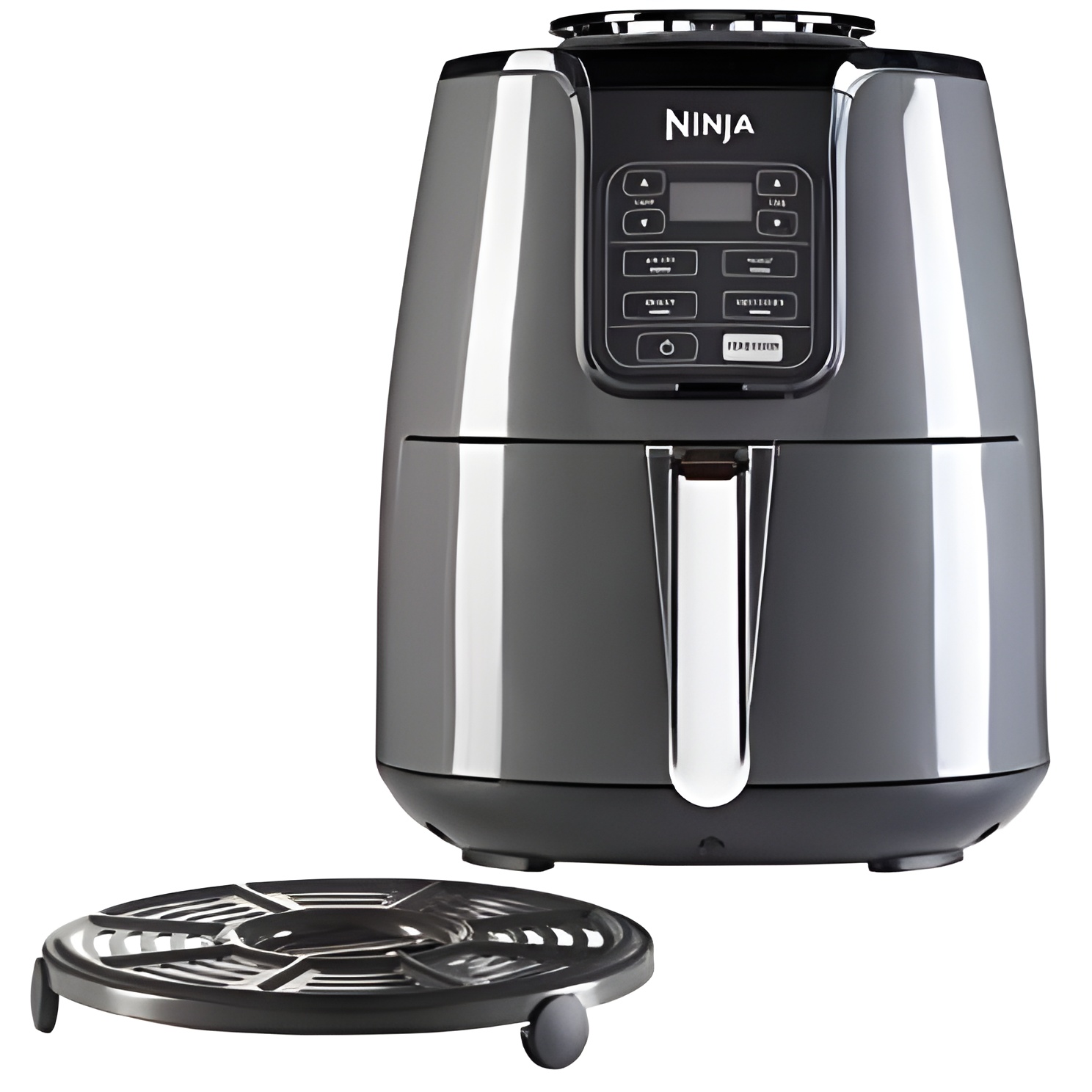 Freidora Ninja [AF100EU] 4 Modos de Cocción - Freír Al Aire - Tostador - Recalentamiento - Deshidratante - Cerámica Antiadherente - 3,8 L - 1550 W - Gris/negra