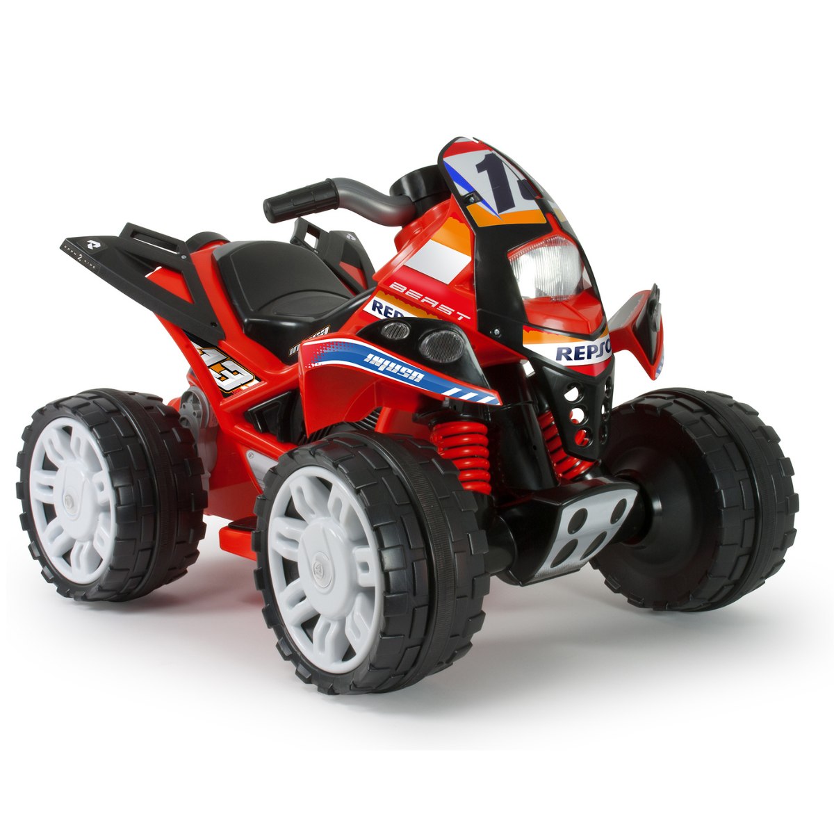 Injusa Quad Eléctrico Infantil The Beast 12V para Niños 2-4 Años con Ruedas Anchas | Marcha Atrás | Pedal Acelerador | Velocidad Máx. 6 km/h | Licencia Spidey, Repsol