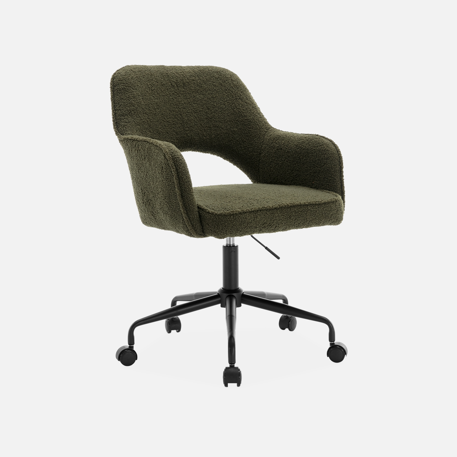 sweeek - Silla de oficina con ruedas en borreguito y base negra , Jim borreguito , 60x62x99