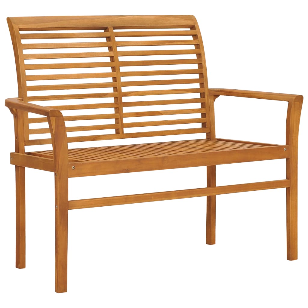 vidaXL Banco de jardín de madera maciza de teca 112 cm