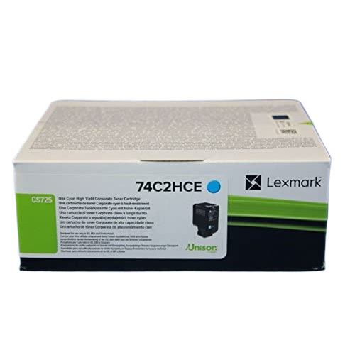 Lexmark 74C2HCE - Cartucho de Tóner Láser Cian para Impresoras Láser