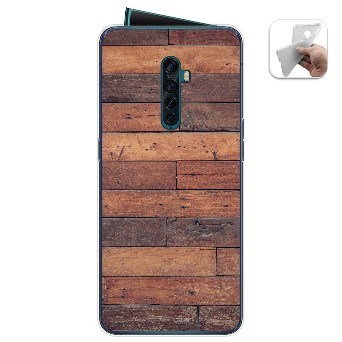 Tumundosmartphone Funda Gel Tpu para Oppo Reno 2 diseño Madera 03 Dibujos