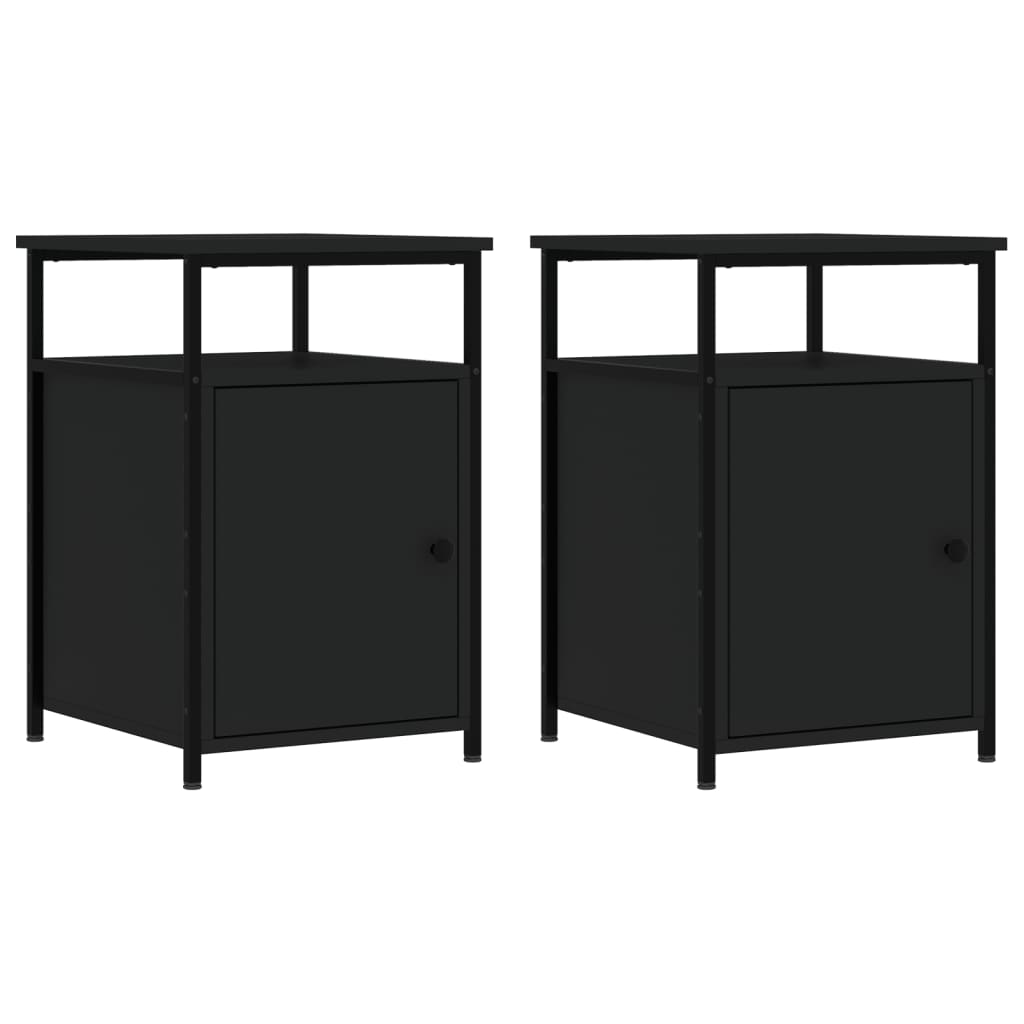 Vidaxl Mesitas de Noche 2 Unidades Madera Contrachapada 40x42x60 Cm Negro