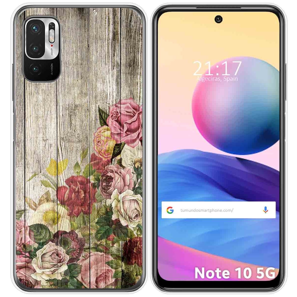 Tumundosmartphone Funda Gel Tpu para Xiaomi Redmi Note 10 5G / POCO M3 PRO 5G diseño Madera 08 Dibujos