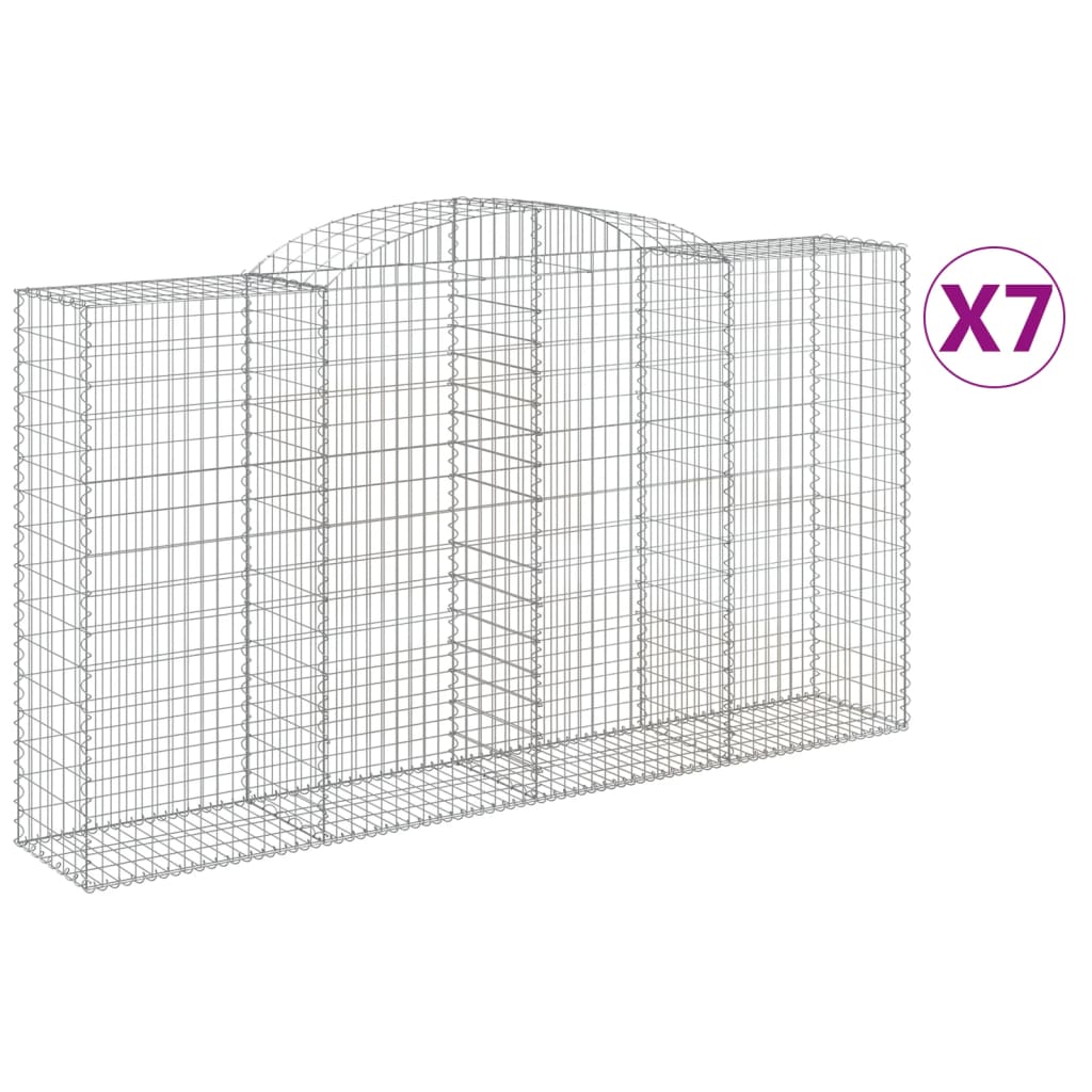 Vidaxl Cestas de Gaviones en Forma de Arco, 7 Uds, Hierro, 300 X 30 X 40/60 - 300 X 30 X 80/100 Cm