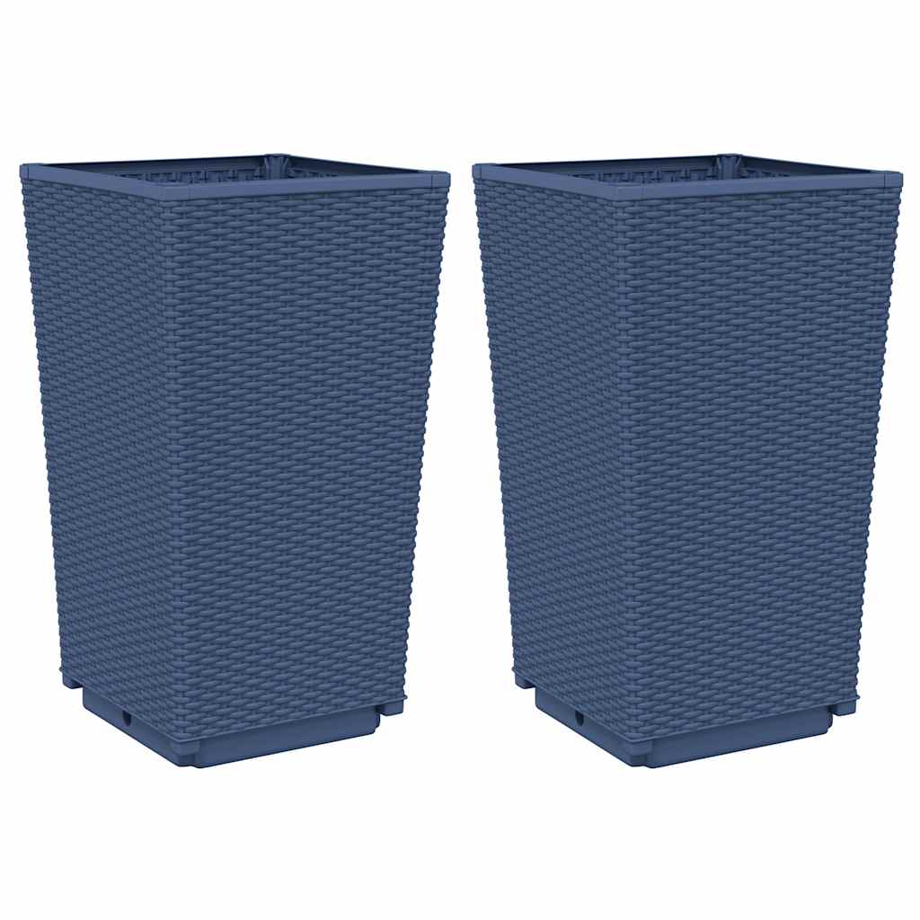vidaXL Jardineras 2 unidades PP azul gris 32,5x32,5x57 cm