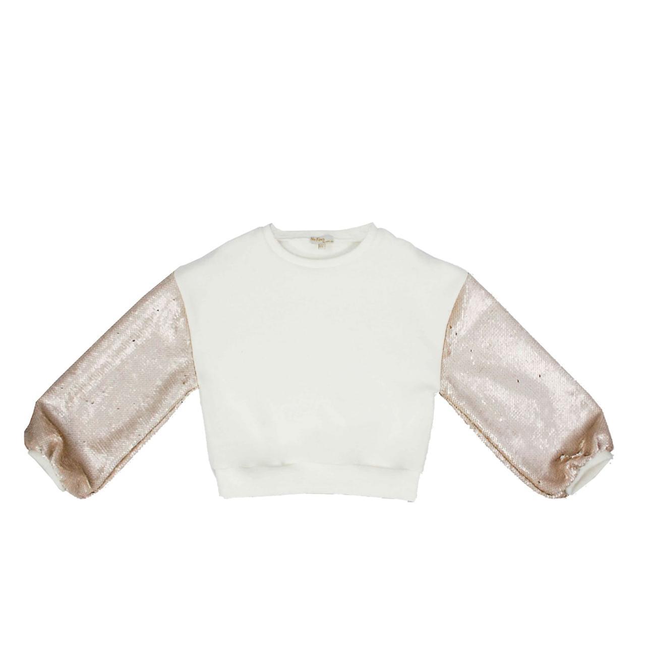Petit Alo - Sudadera Blanca con Lentejuelas Reversibles Niña