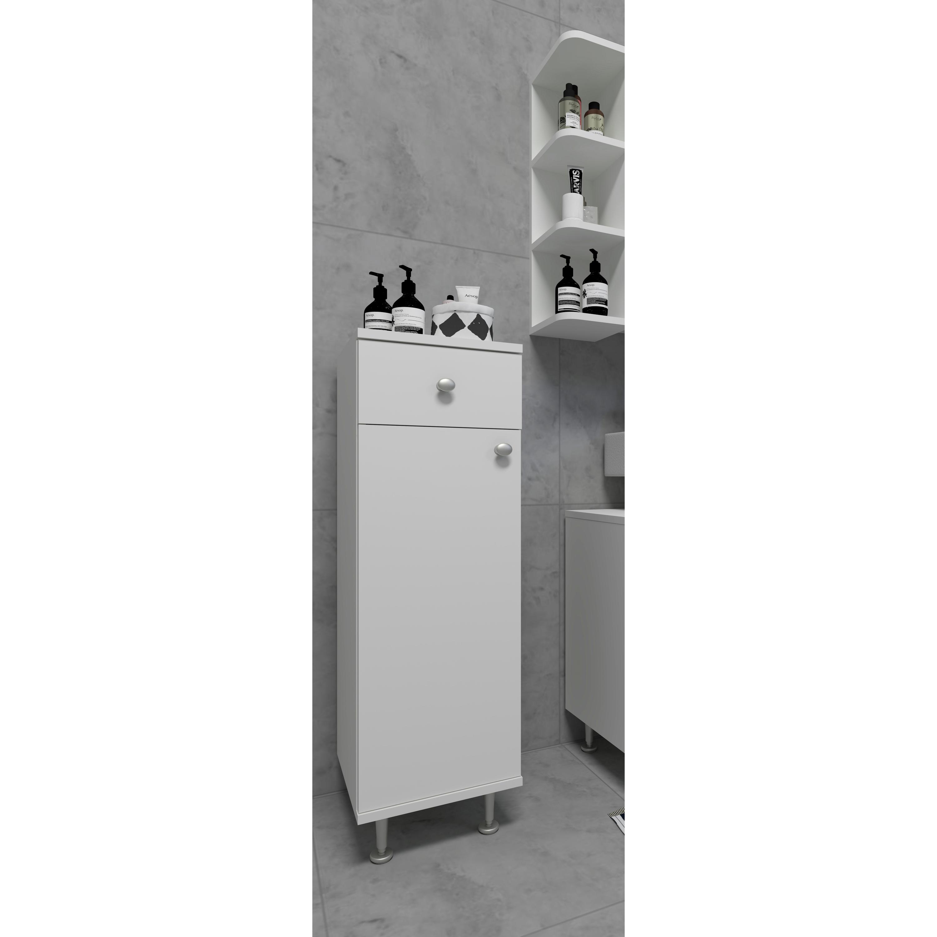 Mueble de baño de madera Armario Midi Estante de baño Armario de baño Cajón de baño Estante Nilosi Mueble de baño de madera Armario Midi Estante de baño Armario de baño Cajón de baño Estante Nilosi
