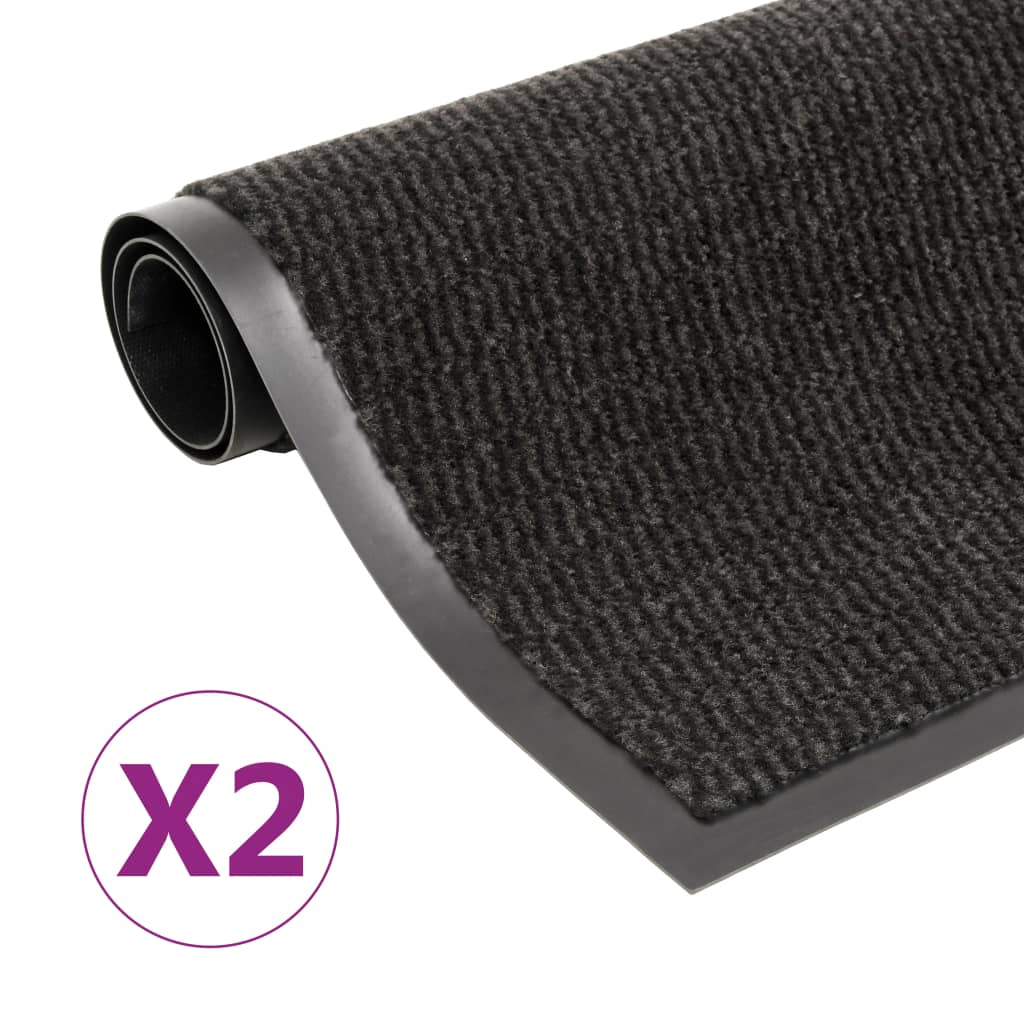vidaXL 2x Alfombras de Entrada Eectangulares de Nudo Puerta Felpudo Color Azul,  Antracita,  Negro y mas