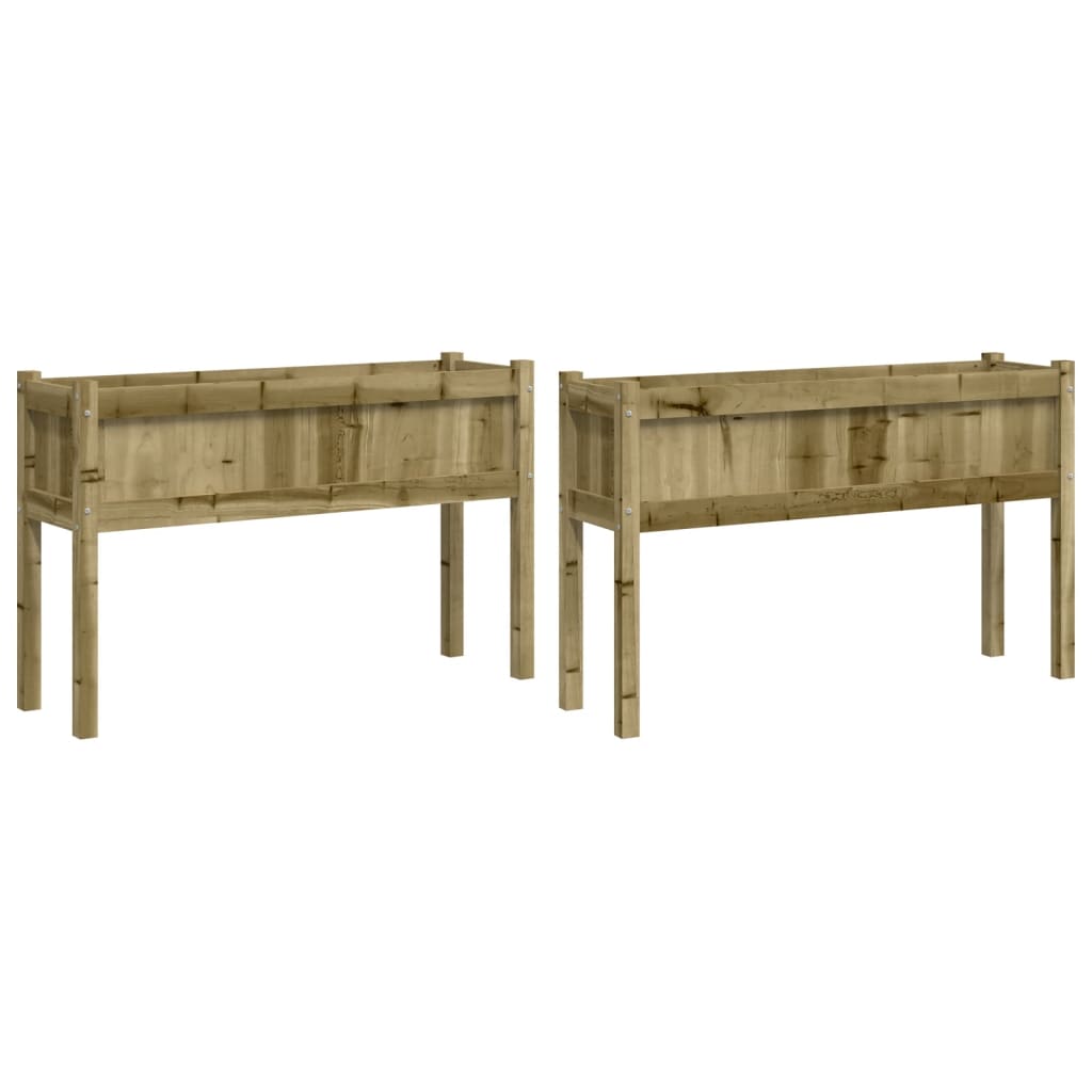 vidaXL Jardineras con patas 2 uds madera maciza de pino cera Color Pino natural,  Pino blanco,  Marrón pino y mas
