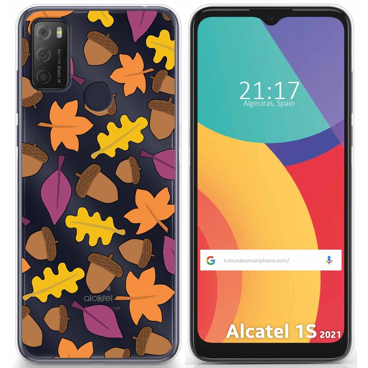 Tumundosmartphone Funda Gel Transparente para Alcatel 1S 2021 / 3L 2021 diseño Otoño Dibujos