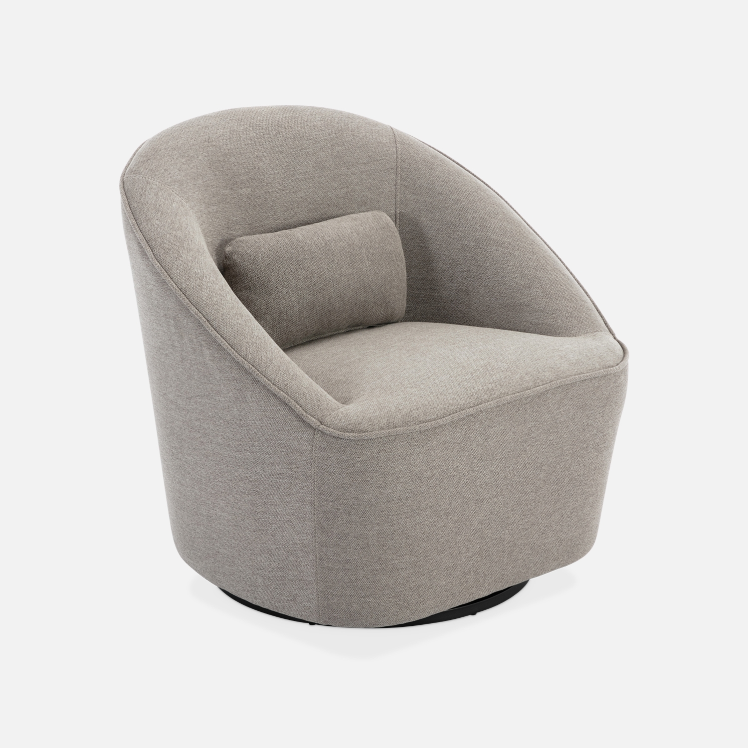Sweeek - Sillón giratorio de tela 360º con cojín, Lana, Gris beige, 80x73x77 cm