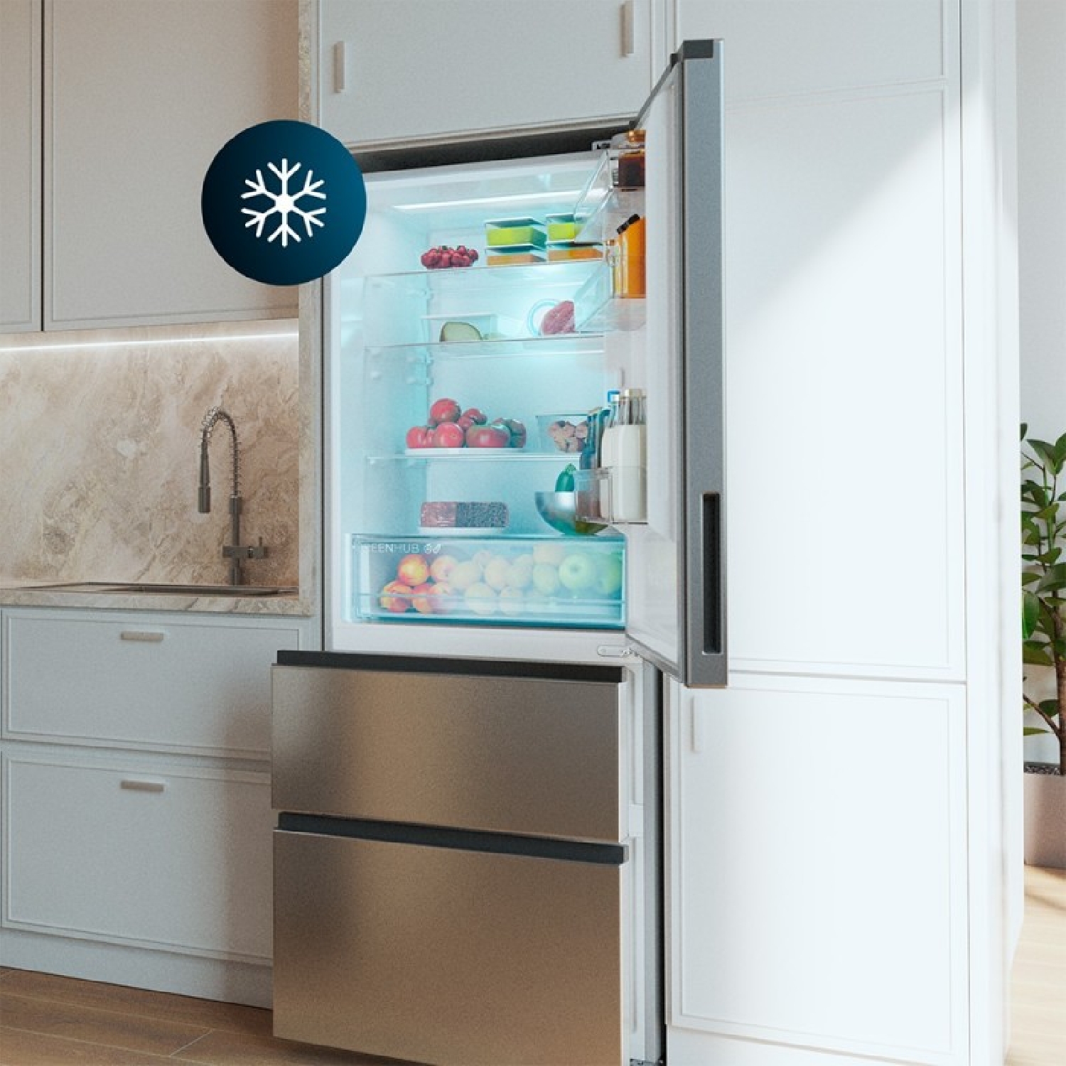 Cecotec Frigorífico Puerta Francesa Total No Frost Bolero CoolMarket FD 420 Inox E, Extra Capacidad Max 420L, 186 X 70 cm