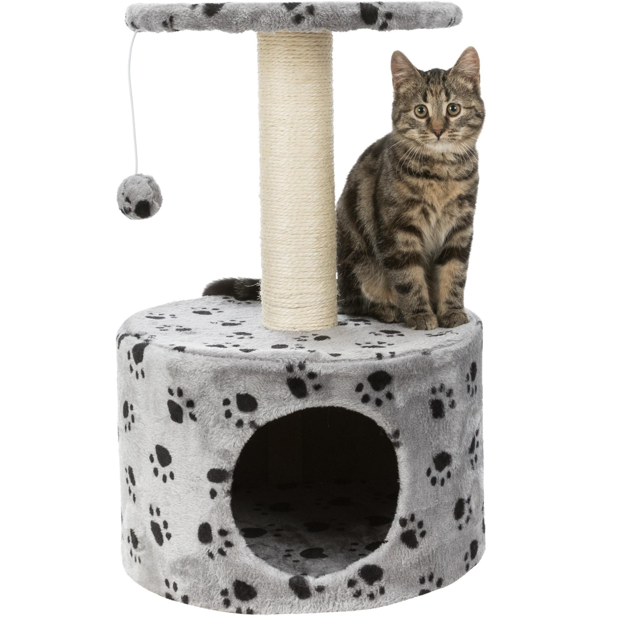 Trixie - Rascador para Gatos Junior Poste Toledo Gris con Cueva y Plataforma Acolchada
