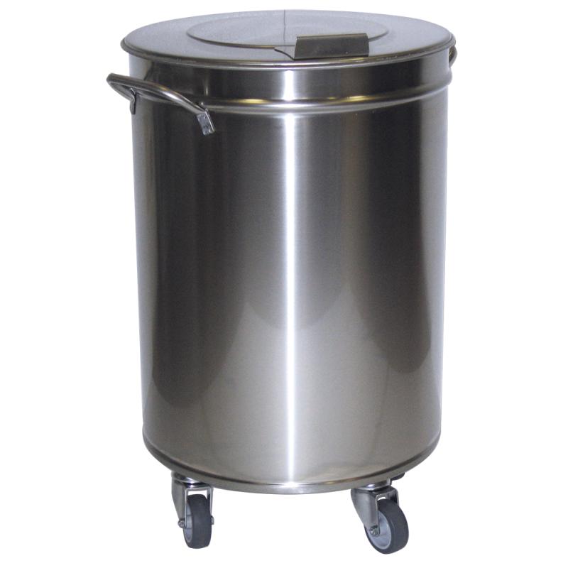 Contenedor inox con tapa y ruedas desmontables