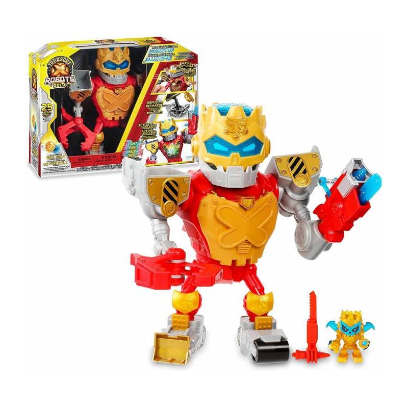 Famosa Treasure X Robots Gold Mega Robot Figura de Acción con Tesoro y Mini Robot
