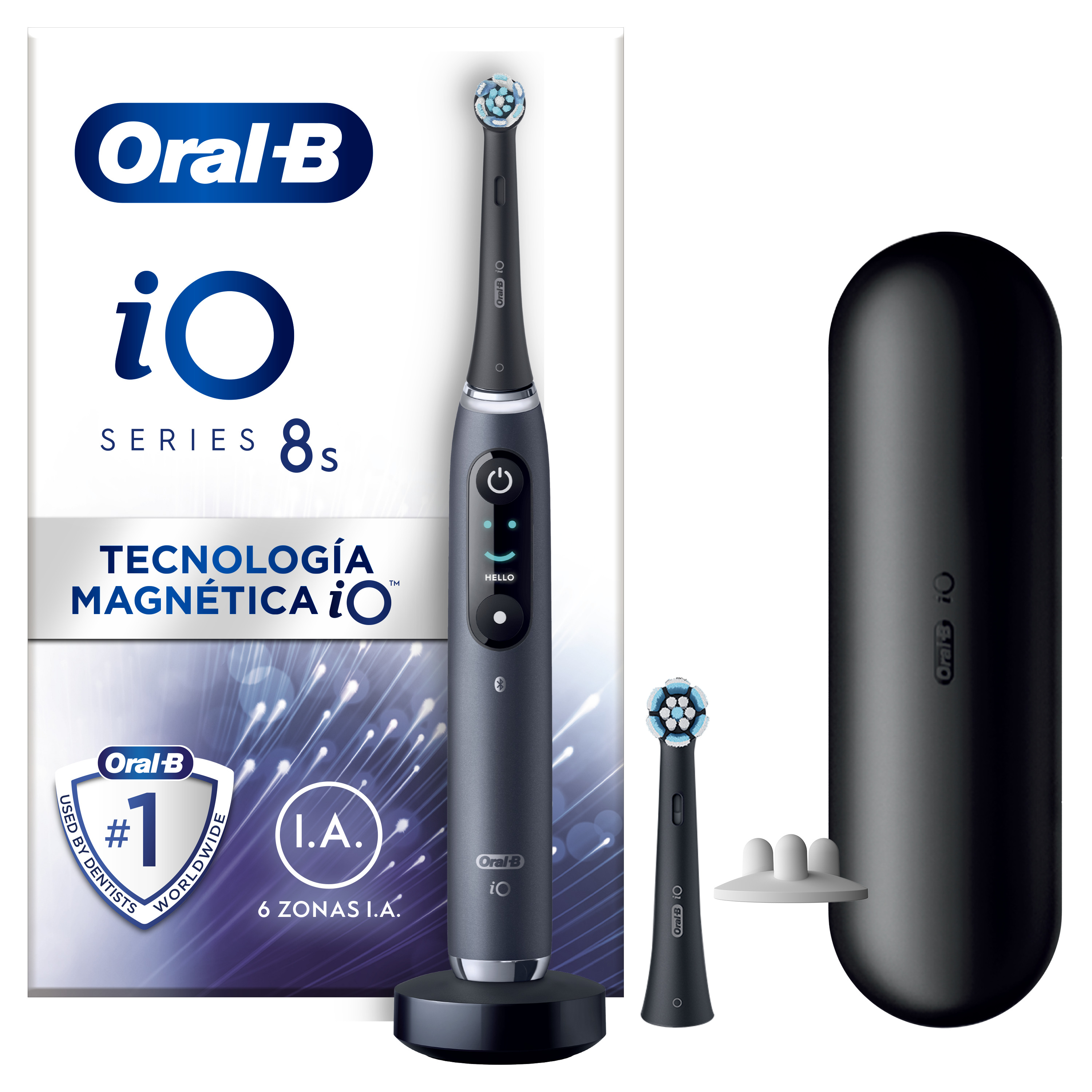Cepillo eléctrico  Oral-B iO 5S, Con 1 Cabezal Y 1 Estuche De Viaje,  Diseñado Por Braun, Negro
