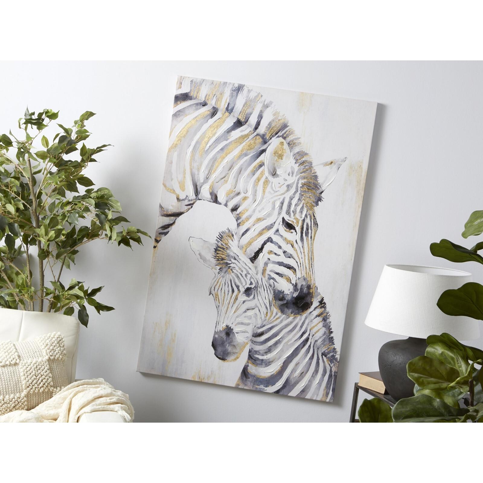 Lienzo impr. cebras 50% al oleo 80x120 cms. 80x3x120 cms. El mejor complemento para tu hogar.