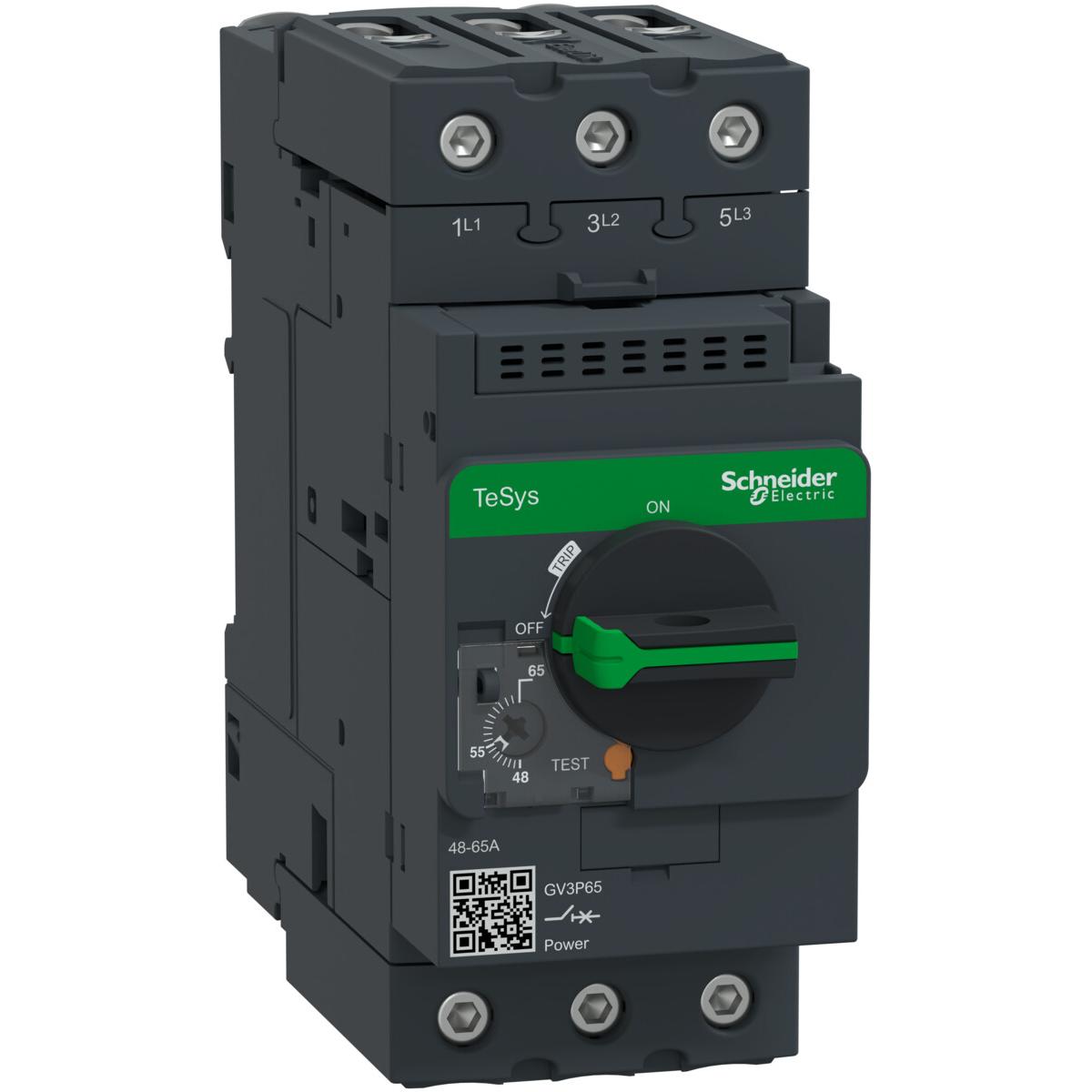 Disyuntor magnético de motor TeSys GV3L, accionamiento rotatorio, 65 A, terminales de caja