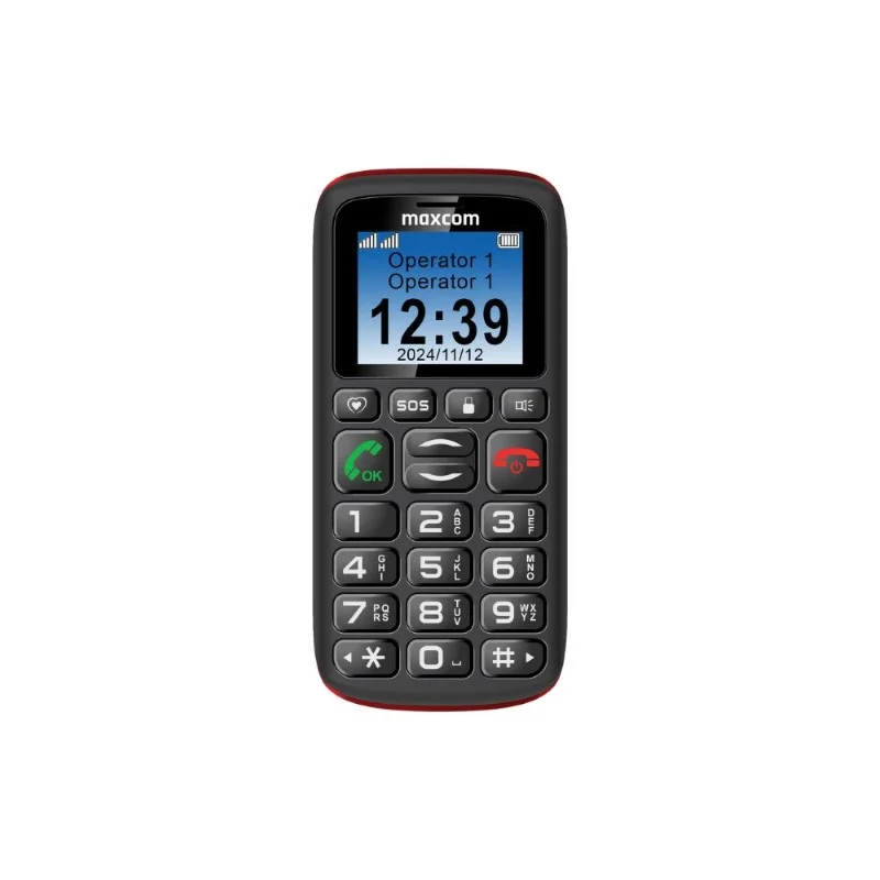 MaxCom MM428 4,57 cm (1.8") 78 g Negro, Rojo Teléfono para personas mayores