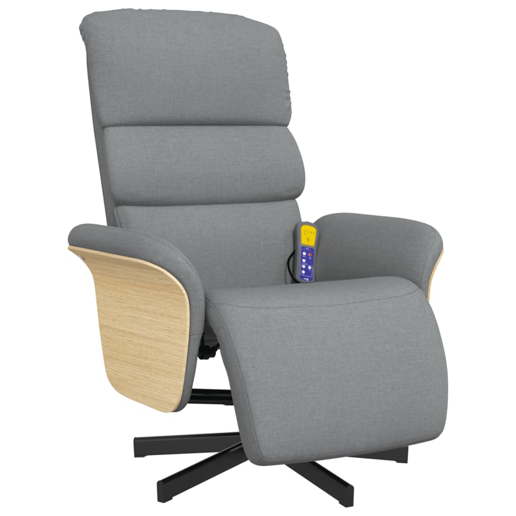 Vidaxl Sillón Reclinable de Masaje con Reposapiés Tela Gris Claro, Gris Oscuro, Negro y Mas Sillon Dormitorio Sillon Comodos Silla Relax Sillón Sofá Sillon de Ocio