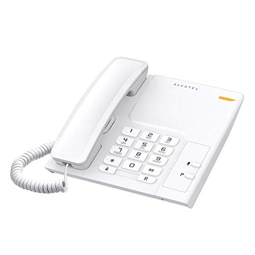 ALCATEL T26 - Teléfono con Cable - Indicador Luminoso de Llamada entrante - Tecla de rellamada - Tecla de Silencio - Timbre de 3 Pasos - Disponible para Montaje en Pared - Blanco