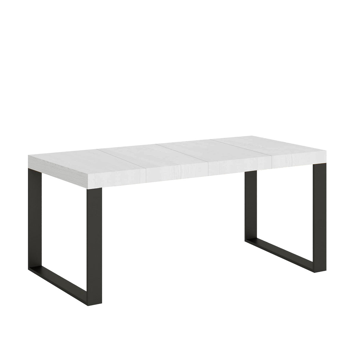 Mesa extensible 90/246x90 cm Tecno Premium fresno blanco con patas antracita - Itamoby