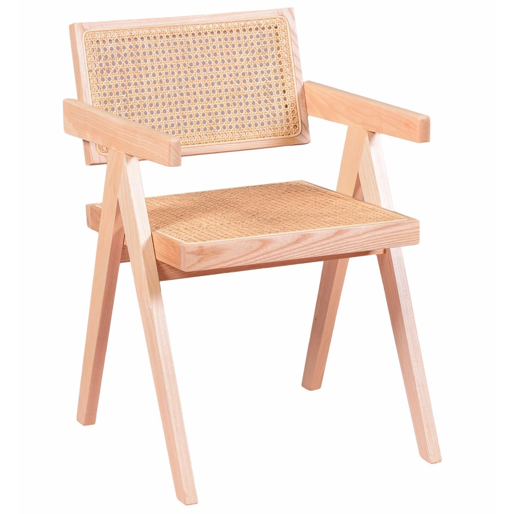 Nest Dream - Silla cásica con reposabrazos en rattan natural y madera de fresno - Compass