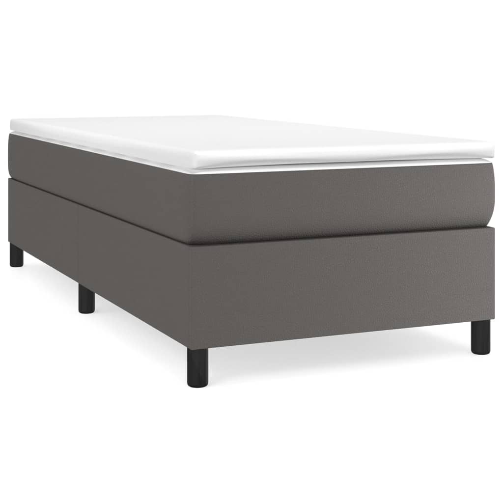 vidaXL Estructura de cama con somier cuero sintético gris 90x190 cm