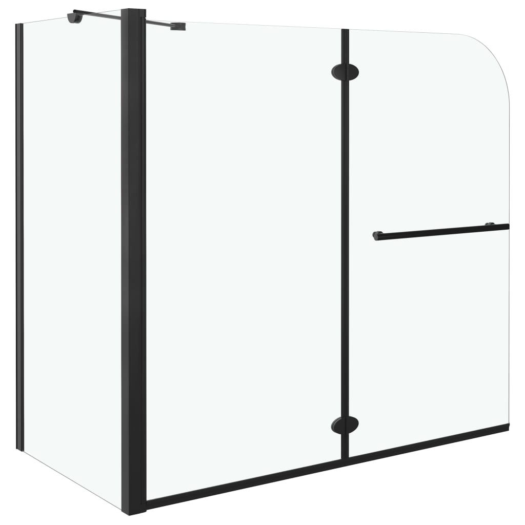 vidaXL Mampara de ducha plegable ESG negra 120x68x130 cm