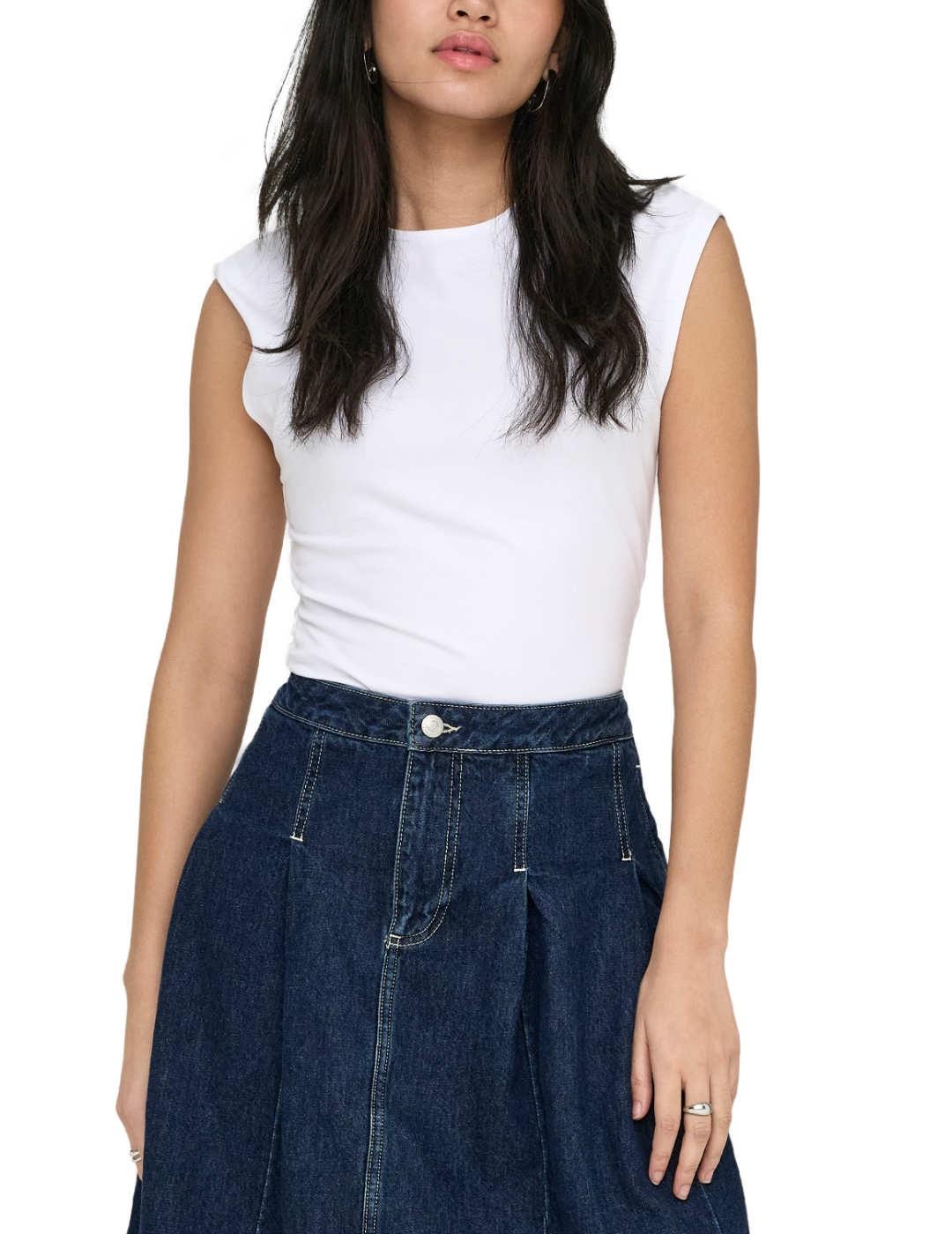 Camiseta Only Mira manga sisa blanca de mujer