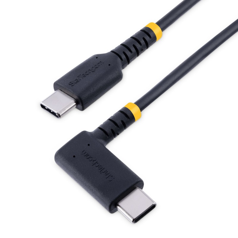 StarTech.com - Cable 30cm USB C Acodado - en Ángulo Recto - PD 60W - 3A - Cable USB-C de Carga Rápida - de Alta Resistencia - US R2CCR-30C-USB-CABLE