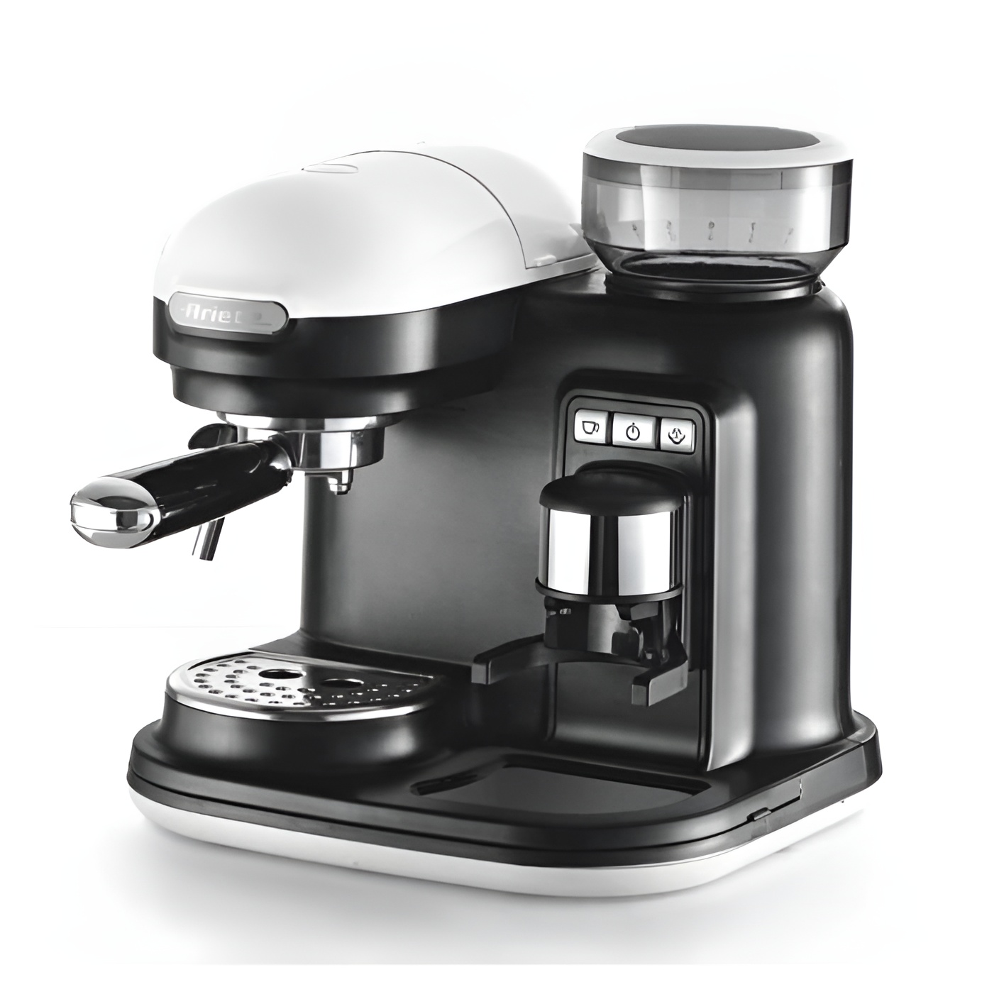 ARIETE CAFETERA ESPRESSO MODERNA CON MOLINILLO DE CAFÉ INTEGRADO BALNCO