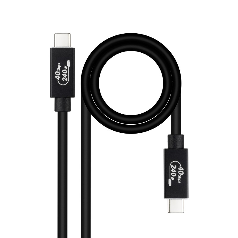 Nanocable - Cable USB 4 Gen 3x2 40Gbps 5A/240W, USB-C/M-USB-C/M, Negro, 1 m 10.01.5001